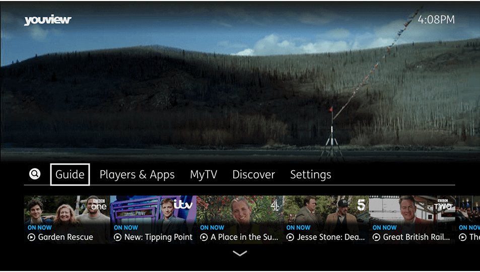 YouView high contrast main menu