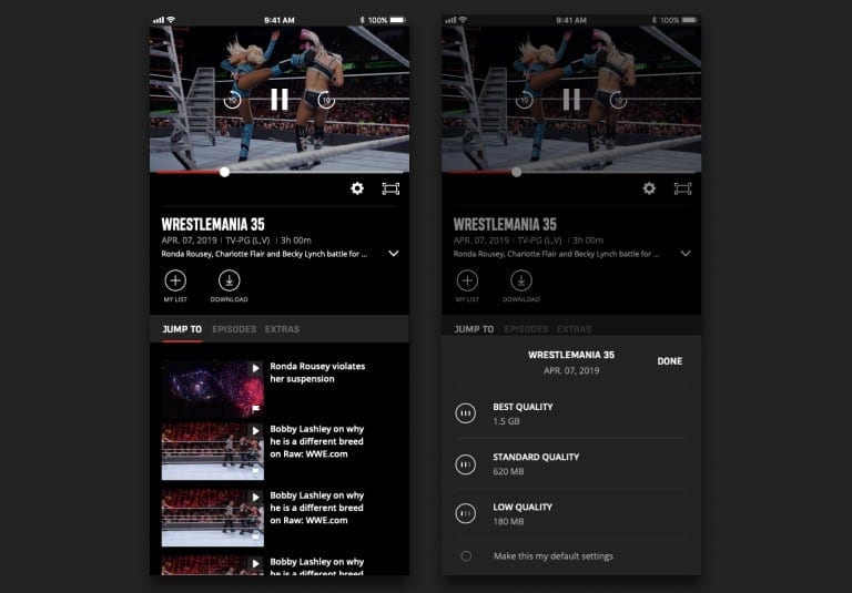 WWE Network download interface